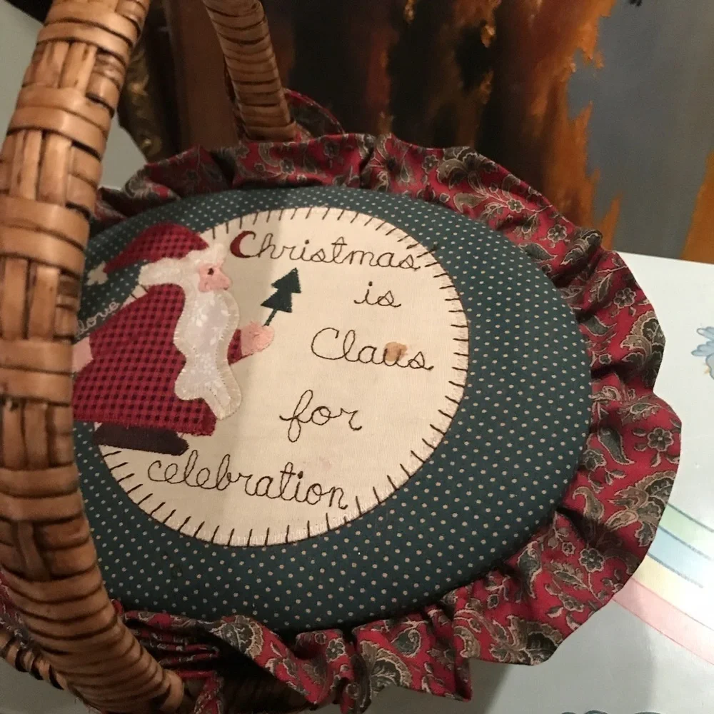Rare Vintage 1970’s Hand woven Santa Basket